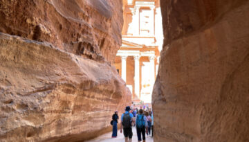 Entrance to the Treasury in Petra by Ramaa Reddy
